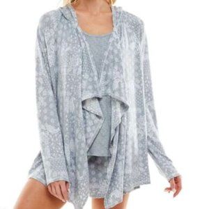 3 Piece ROUDELAIN Whisper Luxe Hooded Cardigan, Tank Top & Shorts Pajama Set CAM